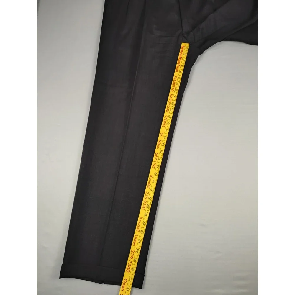 Jos A Bank Men's 48L 44x32 Charcoal 100% Wool 2 Piece Suit Pants Pleated Cuffed
